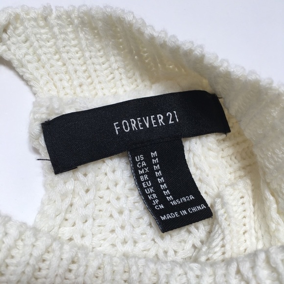 Knit High-Neck Cream Boho Crop Top Forever 21, Size Medium - Picture 6 of 9